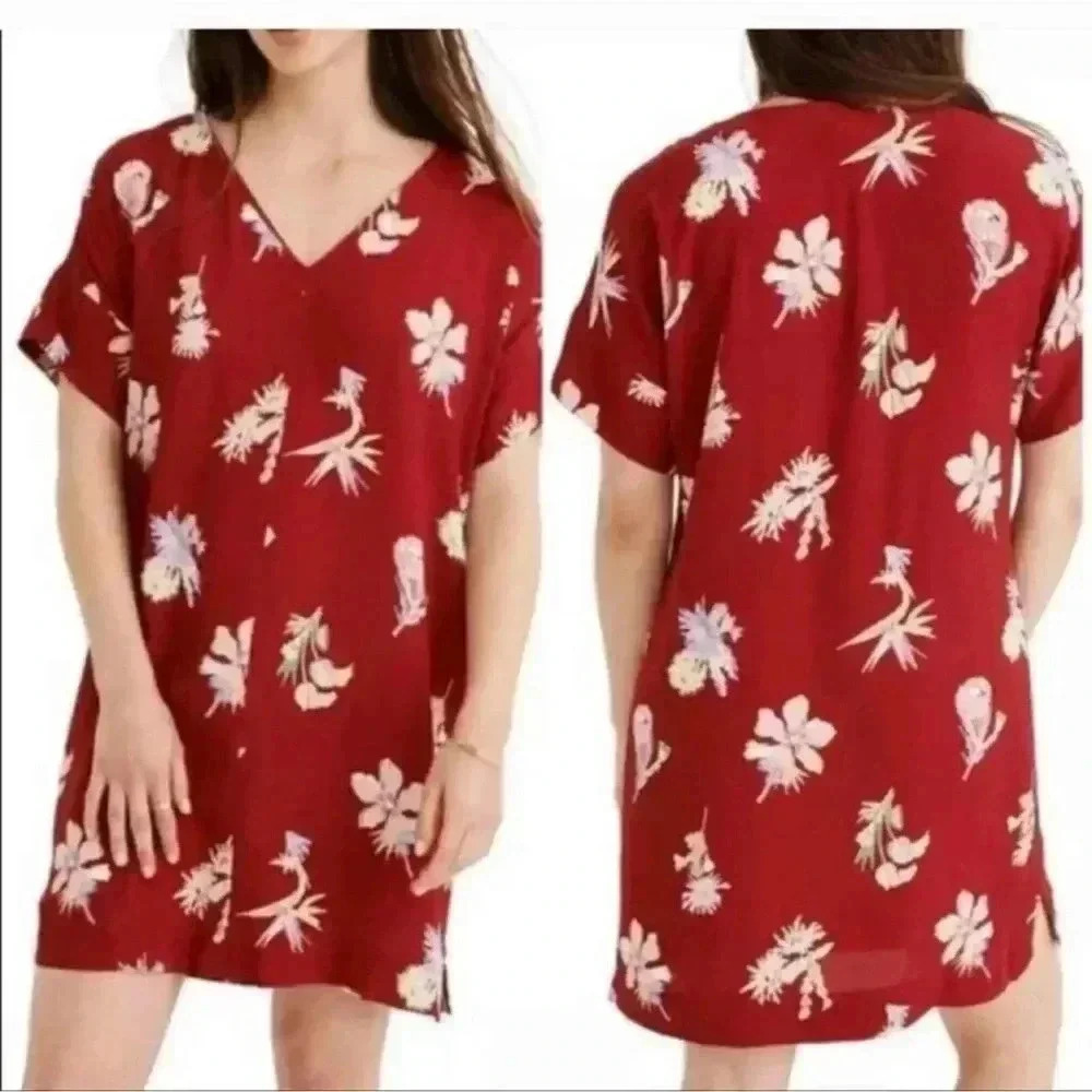 Madewell Red Birds‎ Of Paradise Dress S